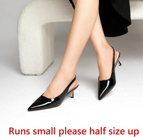Kitten Heels for Women Closed Pointed Toe Kitty Slingback Dressy Low Heeled Pumps Fashion Casual Herls Bridal Dress Shoes in Kuwait