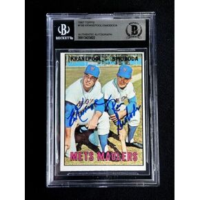 Ed Kranepool & Ron Swoboda Dual Signed 1967 Topps #186 Beckett Autograph Auto - Baseball Slabbed Autographed Cards in Kuwait