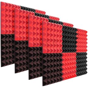 6Pcs Acoustic Foam Studio Soundproofing Foam Wedges Ties Black + Red 12 x 12 x 2inch in Saudi Arabia