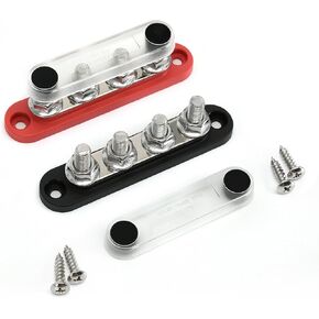 150A 12V BUS BAR MINI BATTERINAL COLLINAL مع غطاء 4 × 5/16 "(M8) للأنظمة الشمسية للسيارات البحرية -سلبية+أقصى إيجابية 48V DC/300V AC in Kuwait