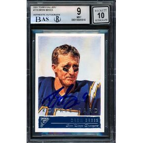 Drew Brees Motographed 2001 Topps Gallery Card #115 San Diego Chargers BGS 9 Auto Grade Gem Mint 10 Beckett Bas #15681816 - كرة القدم بطاقات الصاعد الموقعة in Kuwait