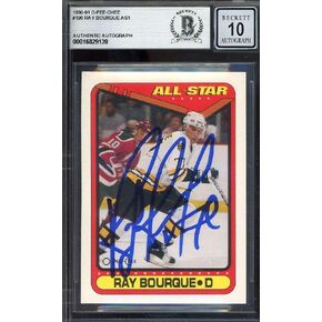 Ray Bourque Gem Mint 10 Beckett BAS Signed 1990-91 O-Pee-Chee All Star Autograph - Autographed Hockey Cards in Saudi Arabia