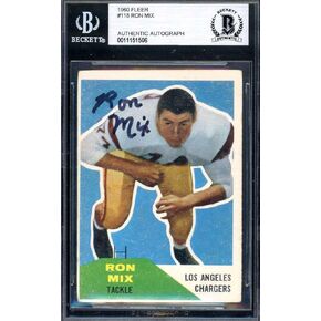 Ron Mix Beckett BAS Signed 1960 Fleer Rookie Autograph - Football Slabbed Autographed Rookie Cards in Saudi Arabia