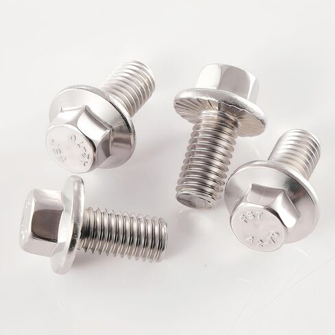 M8 x 16mm Flanged Hex Head Bolts Flange Hexagon Screws, M8x1.25 Bolt, 304 Stainless Steel(A2-70), Bright Finish, Fully Threaded, Hexagon Head Bolts, Quantity 15 in Saudi Arabia