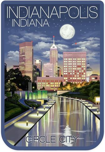 Die Cut Sticker Indianapolis ، Indiana ، Photography ، Indianapolis in Night Circle City ، ملصق فينيل من 1 إلى 3 بوصات (شارات مقاومة للماء للسيارات ، زجاجات المياه ، أجهزة الكمبيوتر المحمولة ، المبردات) ، صغيرة in Saudi Arabia