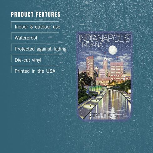 Die Cut Sticker Indianapolis ، Indiana ، Photography ، Indianapolis in Night Circle City ، ملصق فينيل من 1 إلى 3 بوصات (شارات مقاومة للماء للسيارات ، زجاجات المياه ، أجهزة الكمبيوتر المحمولة ، المبردات) ، صغيرة in Saudi Arabia