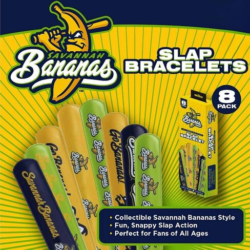 Allstar Innovations for the Savannah Bananas Slap Bracelets, Fun Snap Action, 8 Pack, Collectible Baseball Style (8 Pack Bracelets) in Kuwait