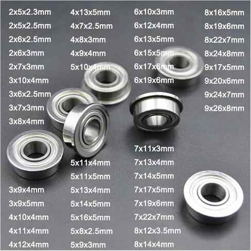 10pcs Flanged Bearings Bore 2mm 3mm 4mm 5mm 6mm 7mm 8mm 9mm 10mm F625 F605 F608 MF105 MF115 F695 ZZ Ball Bearing with Flange(8x19x6mm) in Saudi Arabia