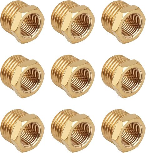 9pcs المخفضة النحاسية جلبة سدقية ، 1/4 "npt ذكور إلى 1/8" محول مخفض الأنابيب الملولبة من الإناث لتطبيقات الغاز الهيدروليكي السباكة in Kuwait