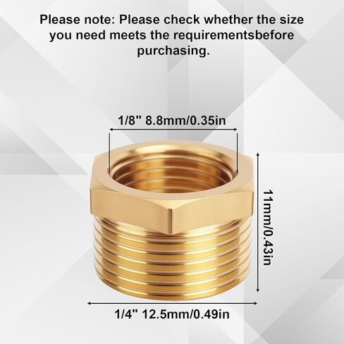 9pcs المخفضة النحاسية جلبة سدقية ، 1/4 "npt ذكور إلى 1/8" محول مخفض الأنابيب الملولبة من الإناث لتطبيقات الغاز الهيدروليكي السباكة in Kuwait