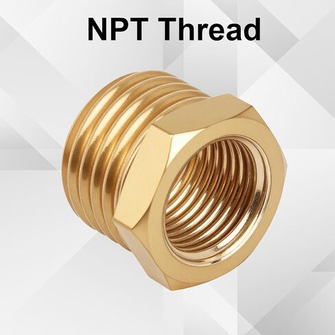 9pcs المخفضة النحاسية جلبة سدقية ، 1/4 "npt ذكور إلى 1/8" محول مخفض الأنابيب الملولبة من الإناث لتطبيقات الغاز الهيدروليكي السباكة in Kuwait