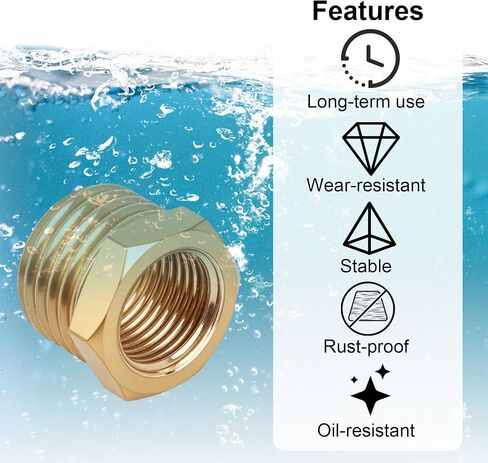 9pcs المخفضة النحاسية جلبة سدقية ، 1/4 "npt ذكور إلى 1/8" محول مخفض الأنابيب الملولبة من الإناث لتطبيقات الغاز الهيدروليكي السباكة in Kuwait