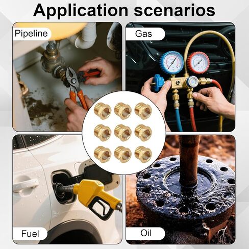 9pcs المخفضة النحاسية جلبة سدقية ، 1/4 "npt ذكور إلى 1/8" محول مخفض الأنابيب الملولبة من الإناث لتطبيقات الغاز الهيدروليكي السباكة in Kuwait