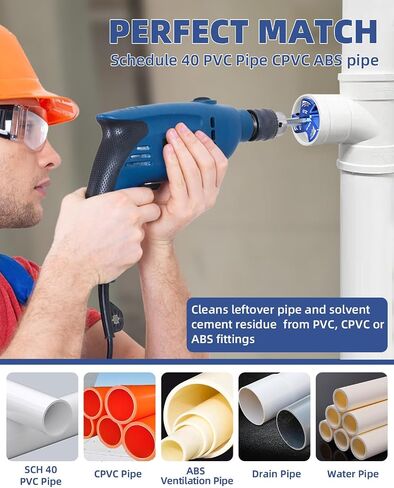 Triple Blade PVC Pipe Reamer Kit, Plastic Pipe Fitting Reamer Tool for Plumbing, 3 Blades PVC Fitting Saver for SCH40, ABS, CPVC Pipe, 6 PCS (3/4", 1", 1-1/2", 2", 3", 4") in Kuwait