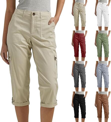 HelloHobot Summer Cargo Pants for Women ، HelloHobot Cargo Pants ، 2025 Solid Color Multi-Pocket in Saudi Arabia