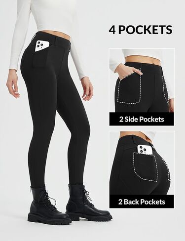 baleaf Womens Fleece Lined Leggings 4 Pockets Warm Thermal Winter Insulated Petite Pants Snow Cold Gear in Saudi Arabia