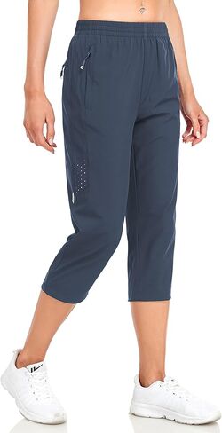 Gymbrave Women Women Capri Pants سريعة الجافة خفيفة الوزن المشي لمسافات طويلة كابريس سروال في الهواء الطلق مع جيوب السحاب in Kuwait