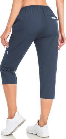 Gymbrave Women Women Capri Pants سريعة الجافة خفيفة الوزن المشي لمسافات طويلة كابريس سروال في الهواء الطلق مع جيوب السحاب in Kuwait