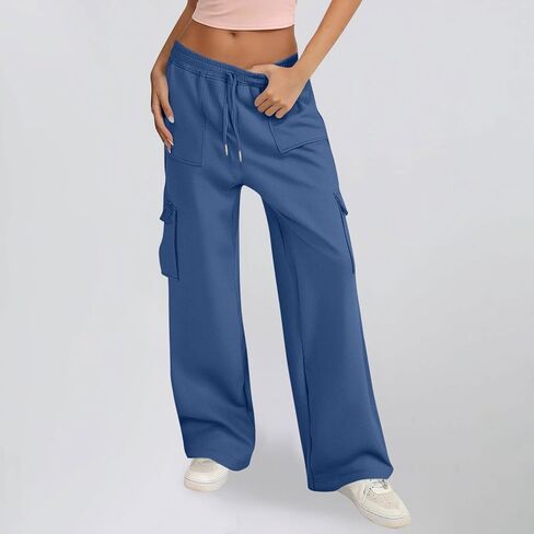 Womens Cargo Sweatpants Baggy Fleece High Waisted Joggers Loose Wide Leg Sweat Pants Athletic Trousers in Saudi Arabia