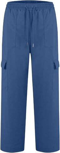 Womens Cargo Sweatpants Baggy Fleece High Waisted Joggers Loose Wide Leg Sweat Pants Athletic Trousers in Saudi Arabia