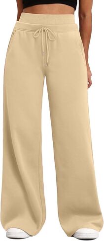 Wide Leg Sweatpants for Women Casual Elastic High Waisted Drawstring Long Pants with Pockets Baggy Track Pant in Kuwait