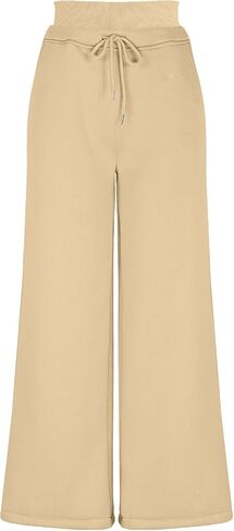 Wide Leg Sweatpants for Women Casual Elastic High Waisted Drawstring Long Pants with Pockets Baggy Track Pant in Kuwait