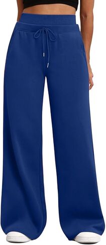 Wide Leg Sweatpants for Women Casual Elastic High Waisted Drawstring Long Pants with Pockets Baggy Track Pant in Kuwait