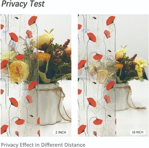 Runtoo Window Privacy Film Rainbow Boho Flower Window Clings 3D Decorative Vinyl Stained Glass Wildflower Floral Decals Static Sticker Non-Adhesive, 15.75 x 40 inches in Kuwait
