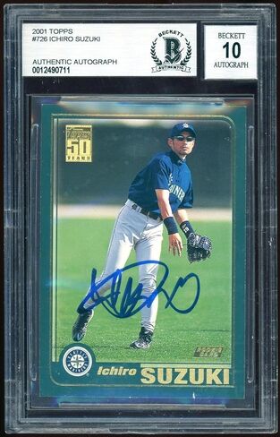 موقعة Ichiro Suzuki 2001 Topps RC #726 BAS 10 - بطاقات موقعة للبيسبول in Saudi Arabia