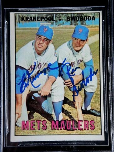 Ed Kranepool & Ron Swoboda Dual Signed 1967 Topps #186 Beckett Autograph Auto - Baseball Slabbed Autographed Cards in Kuwait