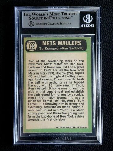 Ed Kranepool & Ron Swoboda Dual Signed 1967 Topps #186 Beckett Autograph Auto - Baseball Slabbed Autographed Cards in Kuwait