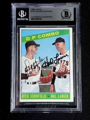 Dick Schofield & Hal Lanier وقع عام 1966 Topps #156 Beckett توقيعه Auto - بطاقات موقعة للبيسبول in Saudi Arabia