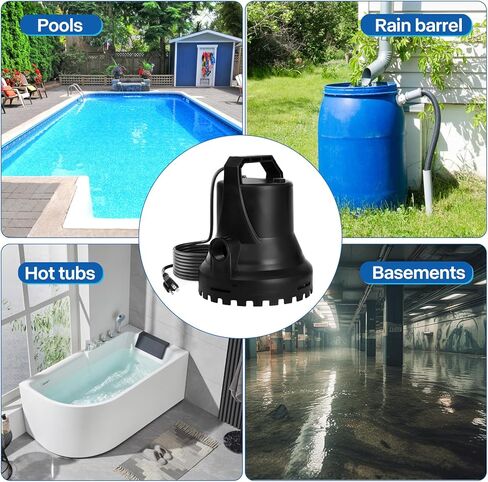 Submersible Sump Pump with Float Switch 1/4HP Sewage Effluent Pump with 16FT Power Cord for Pool Draining, Flooded House, Sump Pit, Pond Water Removal in Saudi Arabia