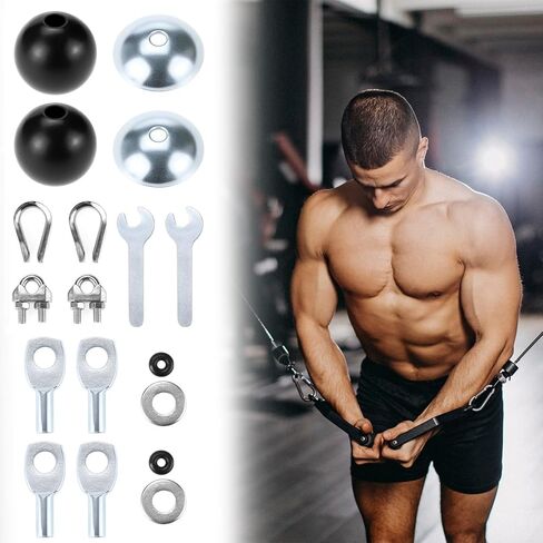 Qwork Gym Machine Cable Associory Set - سدادة الكرة الكابل 5 مم ، لوحة على شكل وعاء ، محطة العيينة ، مشبك حبل الأسلاك ، و Shimble in Saudi Arabia