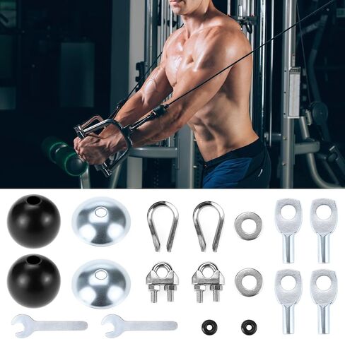 Qwork Gym Machine Cable Associory Set - سدادة الكرة الكابل 5 مم ، لوحة على شكل وعاء ، محطة العيينة ، مشبك حبل الأسلاك ، و Shimble in Saudi Arabia
