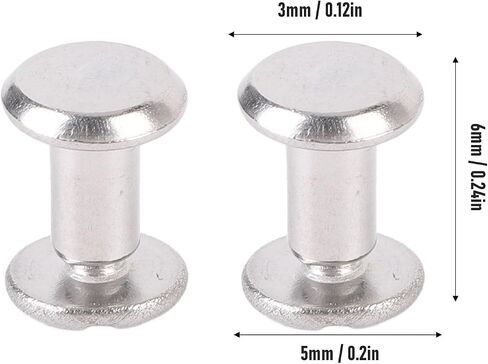 Aramox Stains Steel Stud Flat مسطح مسطح مجموعة تركيب فعال للحرف اليدوية الجلدية 100 مجموعة السحمة (3 * 4 * 6MM) in Kuwait