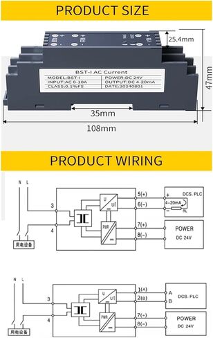 AC 5A/10A/15A/20A INPUT 0-20MA 4-20MA 35MM محول الطاقة الحالية 0-10V 0-5V 1-5V إخراج AC Current Current Curranct DC24V (الإدخال AC 0-1A_OUTPUT 0-20MA) in Kuwait