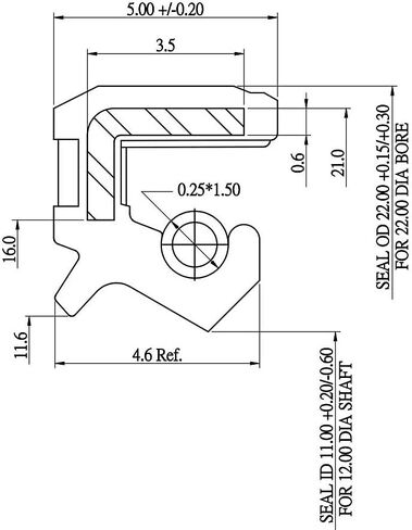 EAI 12mm x 22mm x 5mm FPM/FKM TC Double Lip w/Stainless Steel Spring Oil Seal. Comp. /w Viton Shaft Seal in Saudi Arabia