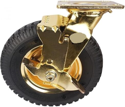 1 Piece Caster 8 inches Gold-Plated Pneumatic Wheel Rubber Hotel Luggage Trolley Aviation Universal(8-inch-A-Active) in Saudi Arabia