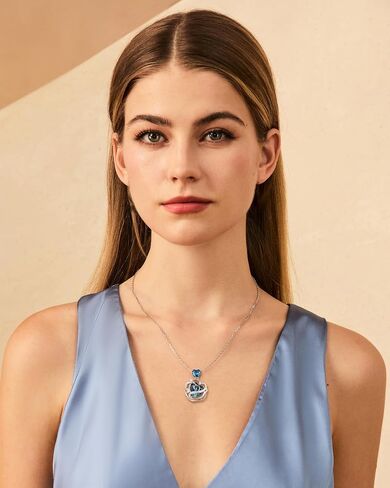 FANCIME Thornless Pulse Birthstone Necklace for Women Sterling Silver Rose Pendant Fine Jewelry Gemstone Birthday Christmas Gifts for Wife Her in Saudi Arabia