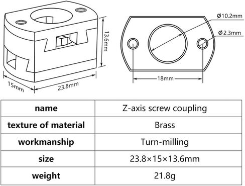 1pcs T8 Shaft Lead Screw Brass Coupler Z Axis 8mm Lead Screw Hot Bed Coupling for 3D Printer Parts in Saudi Arabia