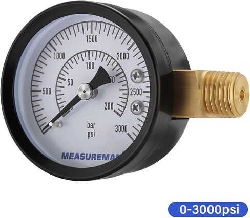 مقياس منظم CO2 CO2 MESTUREMAN مجموعة لبراميل البيرة ، 0-100/3000 PSI ، 2pc ، مقياس مزدوج ، شريط/psi ، 2 '' ، 1/4 '' NPT ، حالة الحديد الأسود ، مؤشر الألومنيوم ، المكونات الداخلية النحاسية المتينة in Kuwait