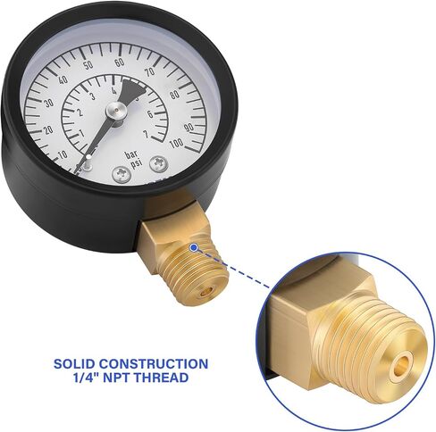 مقياس منظم CO2 CO2 MESTUREMAN مجموعة لبراميل البيرة ، 0-100/3000 PSI ، 2pc ، مقياس مزدوج ، شريط/psi ، 2 '' ، 1/4 '' NPT ، حالة الحديد الأسود ، مؤشر الألومنيوم ، المكونات الداخلية النحاسية المتينة in Kuwait