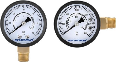 مقياس منظم CO2 CO2 MESTUREMAN مجموعة لبراميل البيرة ، 0-100/3000 PSI ، 2pc ، مقياس مزدوج ، شريط/psi ، 2 '' ، 1/4 '' NPT ، حالة الحديد الأسود ، مؤشر الألومنيوم ، المكونات الداخلية النحاسية المتينة in Kuwait