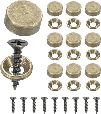 Brass Decorative Screws with Caps, Mirror Screw Self Tapping Screws Decorative Cover - Fitting for(Furniture Fixing- Wall Hangings - Wood Handcrafted) 12mm & 10 Pack & Bronze in Saudi Arabia