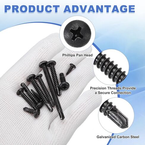 Meccanixity 120pcs M4.2 × 13 ملم مسامير النقر على الرأس ، ومسامير حفر ذاتية الكربون المجلفنة لمسمار الصفائح المعدنية المعدنية ، الأسود in Saudi Arabia