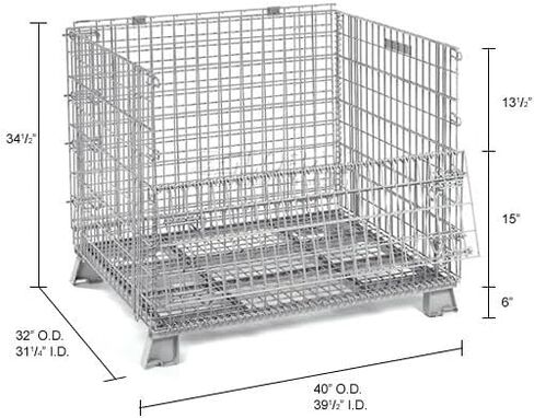 GLOBAL INDUSTRIAL 40x32x34-1/2 Folding Wire Container, 4000 Lb Capacity in Saudi Arabia