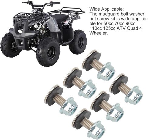 Mudguard Bolt Gasher Nut Screw Kit ، 16 مجموعة Mudguard Bolt Gasher Nut Screw Kit M6 Thread Thread Kit ، لـ ATV Quad 4 Wheeler in Kuwait