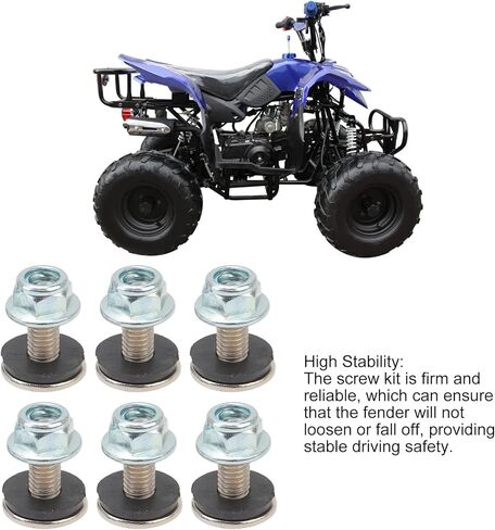 Mudguard Bolt Gasher Nut Screw Kit ، 16 مجموعة Mudguard Bolt Gasher Nut Screw Kit M6 Thread Thread Kit ، لـ ATV Quad 4 Wheeler in Kuwait