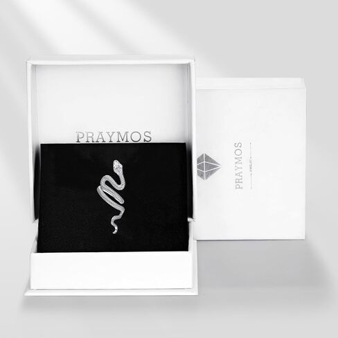 Praymos 925 Sterling Silver Snake/Shark Rings حلقة مفتوحة قابلة للتعديل للنساء مع مربع المجوهرات حجم 7-9 in Saudi Arabia